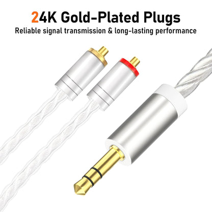 Premium HiFi IEM Cable - Silver-Plated 3.5mm to MMCX Cord, Lossless-Sound in-Ear Monitor Cables for Vibes 201/202, Shure SE215/315/425/535/846-Silver (HC001)