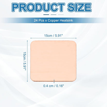 PATIKIL Copper Heatsink Pad Shims, 24 Pcs 15x15x0.4mm Copper Pad Shim IC Chipset GPU CPU Thermal Heatsink for Cooling Laptop Desktop Computer