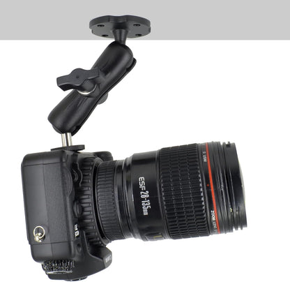 Heavy-Duty Camera Wall/Desktop Mount with 1/4"-20 Thread, Aluminum Alloy Arm, Dual Ball Heads, 1-Inch TPU Ball, Free Rotation,Compatible with DSLR, CCTV, RAM B System