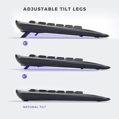 Wireless Keyboard and Mouse Set with Quiet Keys, 2.4G Full Size Ergonomic Keyboard with Wrist Rest, Protective Covers, Soft Touch Silent Design for Windows, Computer, PC and Laptop