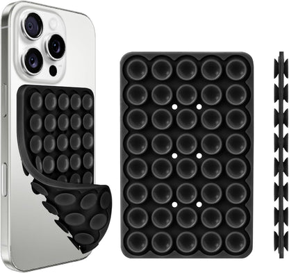 1 Pack Silicone Suction Cup Phone Case Mount Double Sided, Phone Accessories Hands-Free Strong Grip Holder for Selfies and Videos, Silicon Phone Stand Sticky for iPhone and Android Black