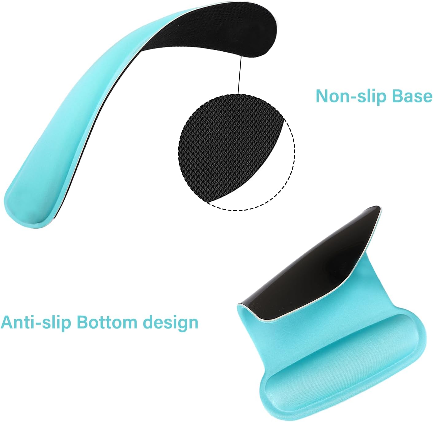MOSISO Wrist Rest Support for Mouse Pad & Keyboard Set, Ergonomic Mousepad Non-Slip Base Home/Office Pain Relief & Easy Typing Cushion with Neoprene Cloth & Raised Memory Foam, Turquoise