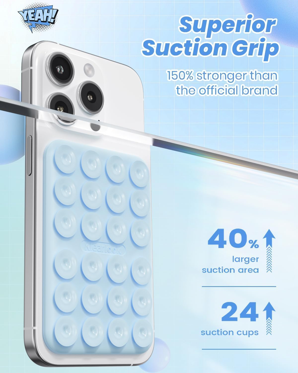 Klearlook 4PCS Magnetic Suction Phone Mount for MagSafe Case, Sticky Phone Grip Holder for iPhone, Removable Hands-Free Selfie/Video for TikTok Influencers, (Clear & Light Pink & Light Blue & Black)