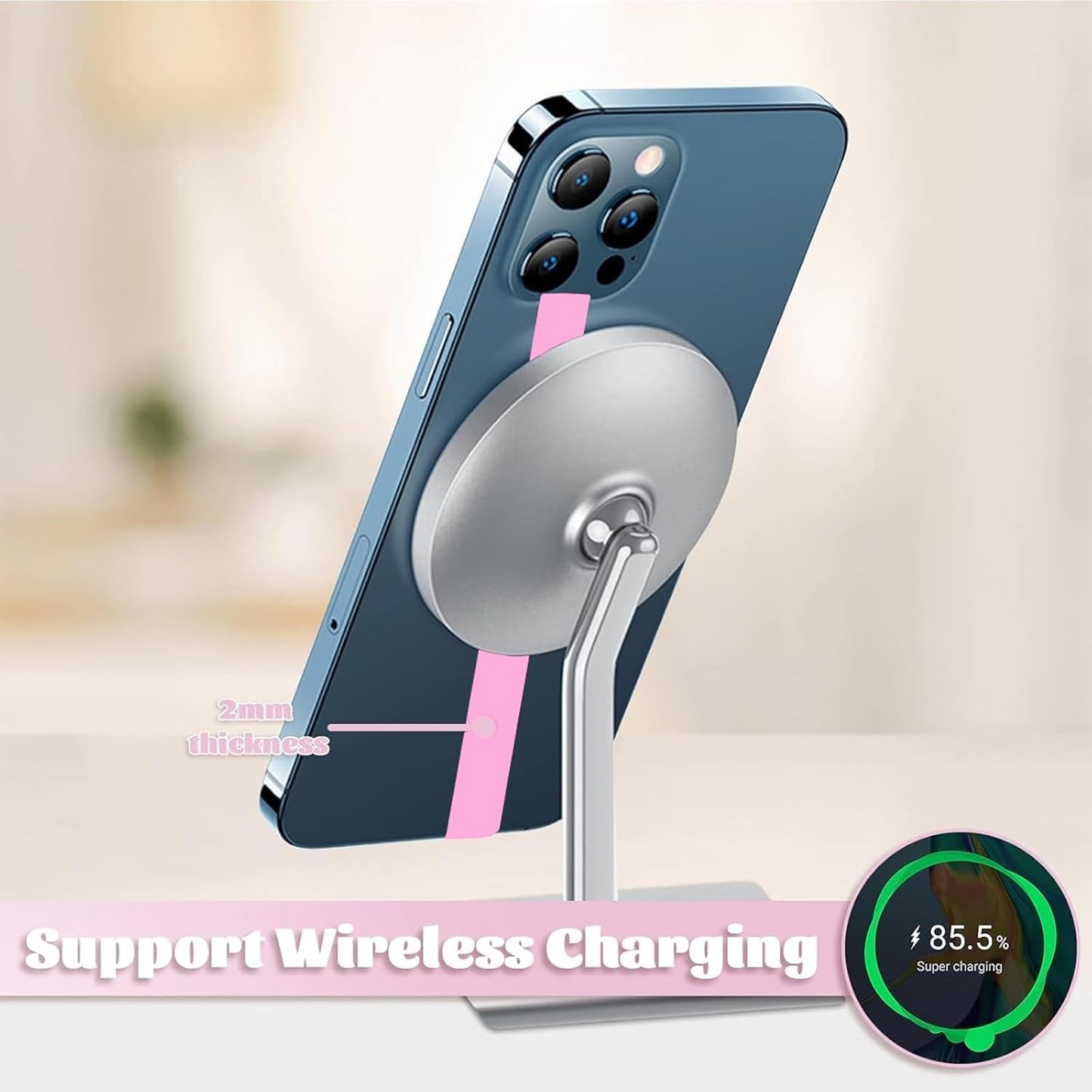 TEAMOLA 3pcs Silicone Phone Grip Holder Strap for iPhone 15/15 Pro/16/16 Pro & Samsung Galaxy S24/S23 - Anti-Slip Finger Loop for Case, Universal Phone Loops for Back of Cell Phones(210, 3 Pink)