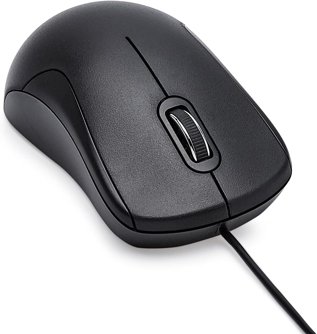 Amazon Basics 3-Button USB Wired Mouse with Precision Scroll Wheel, Standard, Black