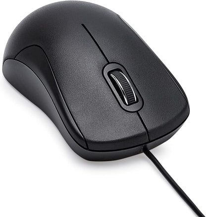 Amazon Basics 3-Button USB Wired Mouse with Precision Scroll Wheel, Standard, Black