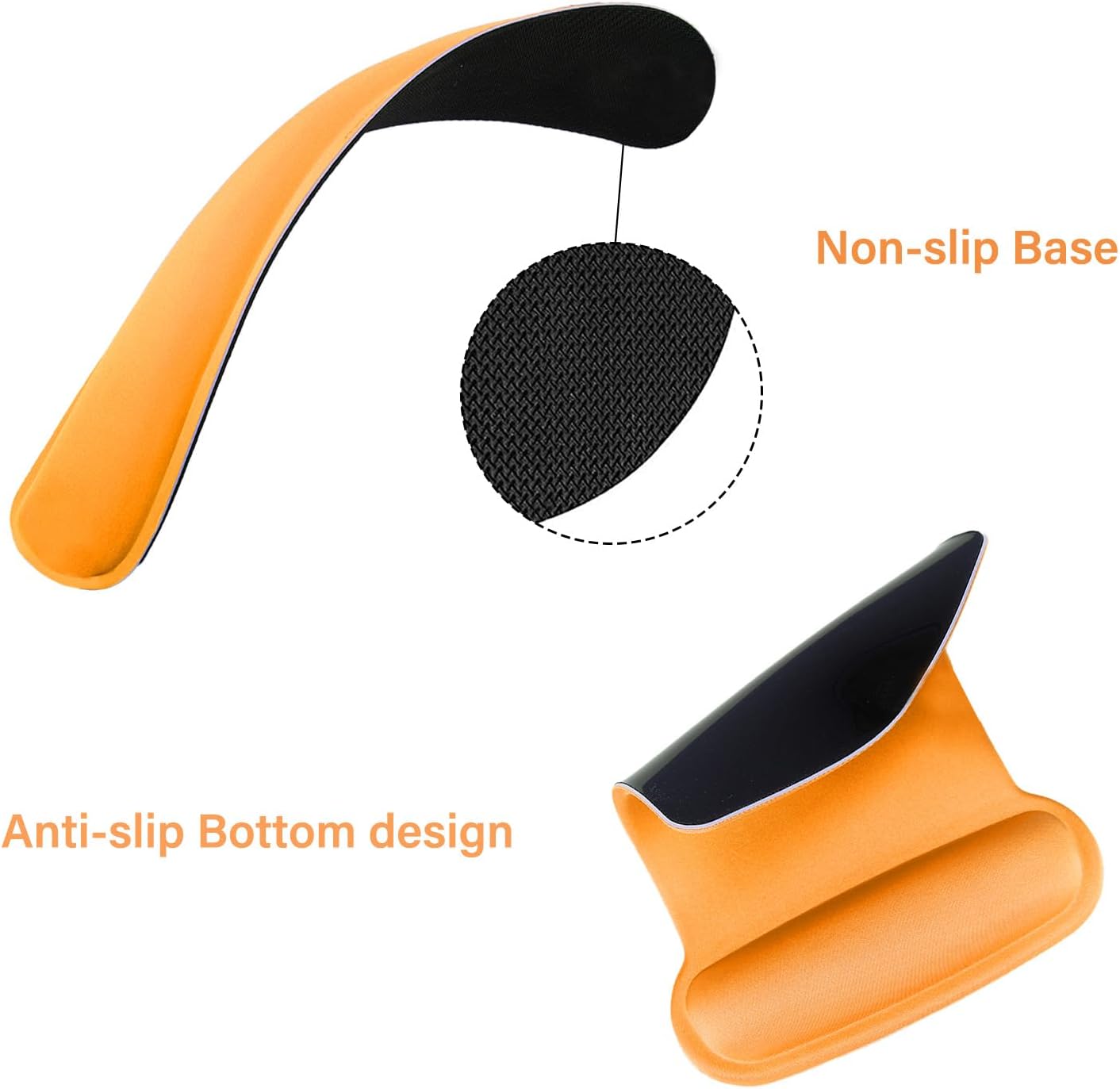 MOSISO Wrist Rest Support for Mouse Pad & Keyboard Set, Ergonomic Mousepad Non-Slip Base Home/Office Pain Relief & Easy Typing Cushion with Neoprene Cloth & Raised Memory Foam, Orange