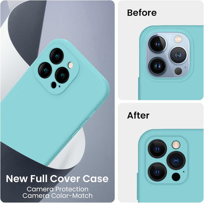FireNova Designed for iPhone 13 Pro Case, Silicone Upgraded [Camera Protection] Phone Case with [2 Screen Protectors], Soft Anti-Scratch Microfiber Lining Inside, 6.1 inch, Sea Blue