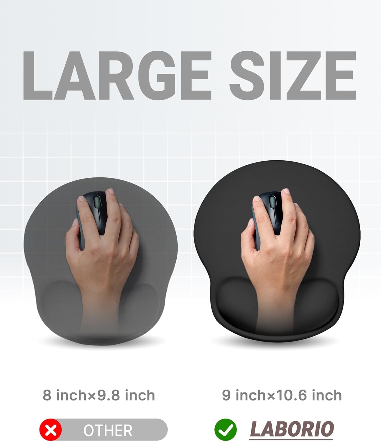 Ergonomic Mouse Pad with Wrist Rest, Large Mousepad(10.6'' x 9''), Wrist Support Mouse Mat with Non-Slip Base, Pain Relief for Laptop & Computer (Black)