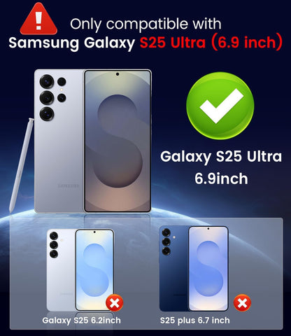 Magnetic for Samsung Galaxy S25 Ultra Case [Compatible with MagSafe][Built-in Camera Lens Protector] Slim Soft Silicone Bumper Shockproof Metallic Luster Phone Shell (Blue)