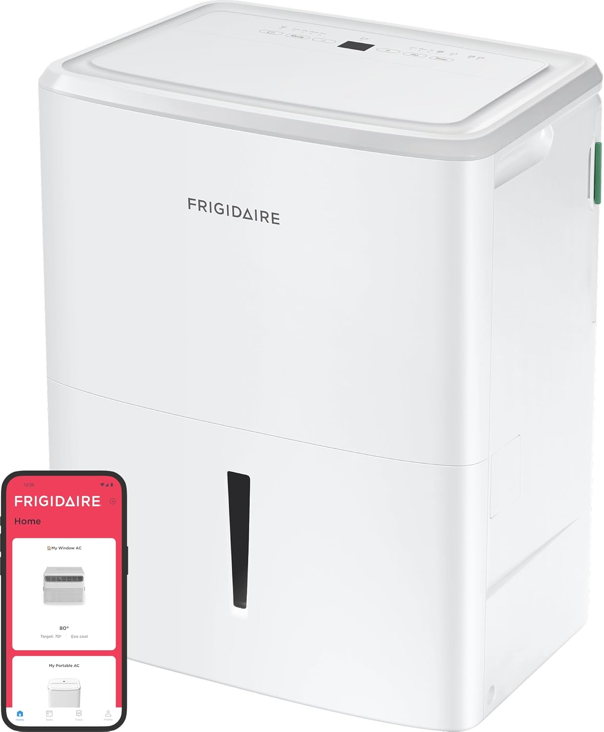 Frigidaire 50-Pint Portable Dehumidifier with Wi-Fi and Energy Star Certification for Medium/Large Rooms & Basements, Custom Humidity Control, Auto Shut Off, White