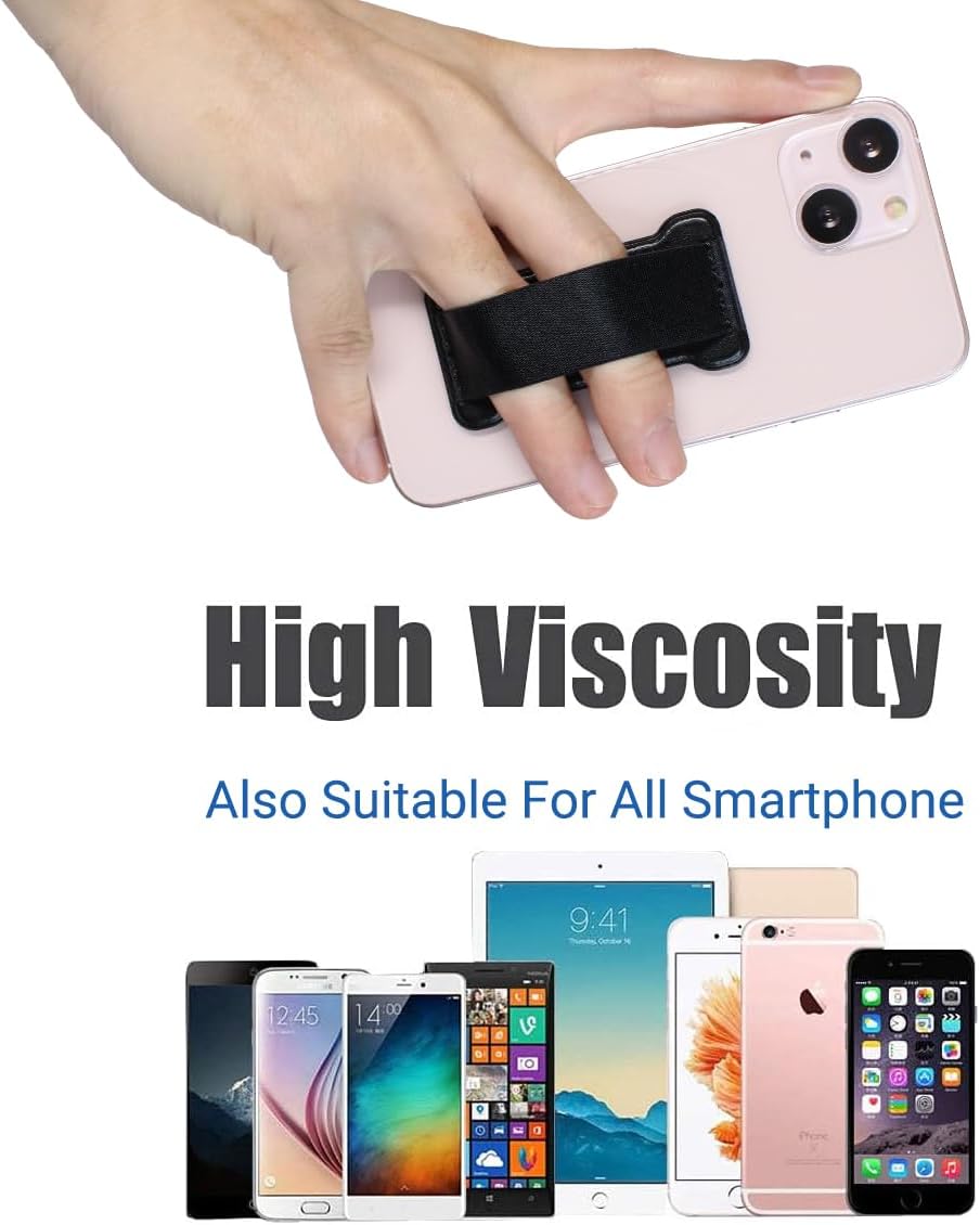 Cell Phone Finger Grip Strap Holder for Hand, Finger Strap Phone Holder, New Slim Finger Loop Selfie Grip Compatible with Most Smartphones -2Pack(Black Pink)