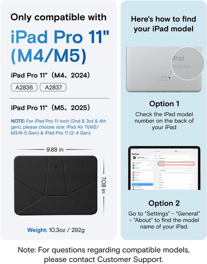 MOFT Dynamic Folio Case for iPad Pro 11- inch (M5 2025 / M4 2024), Silm Magnetic Stand Case with 20+ Viewing Angles, Auto Wake/Sleep, Ultra Thin, Jet Black