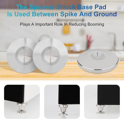 Preffair 4Pcs Stainless Steel Audio Speaker Spike Pads Mats Speaker Isolation Stand Feet Cone Shock Floor Protector Base for HiFi Turntable Subwoofer Loudspeaker Amplifier CD DVD Player