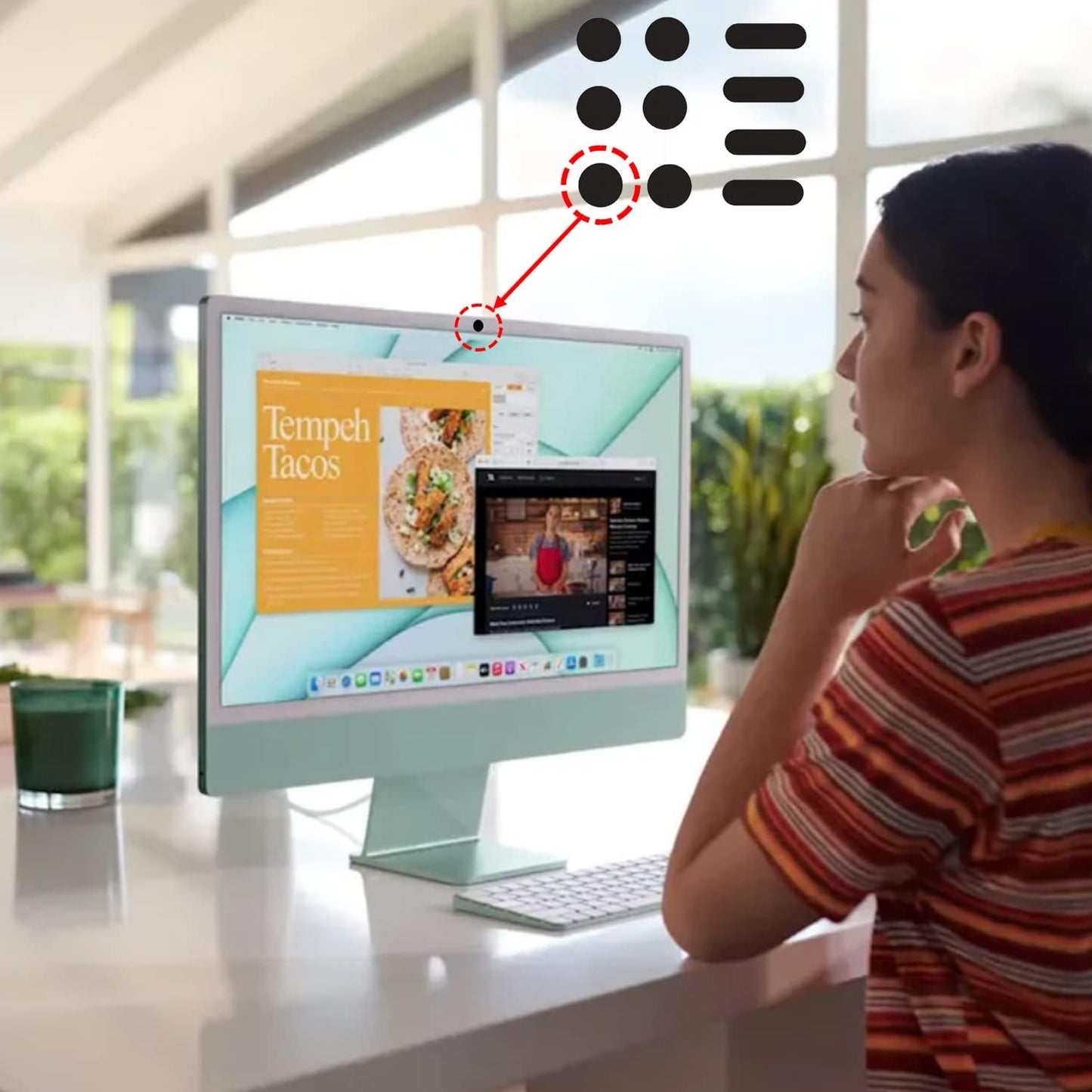 Universal Webcam Covers - Privacy Protection Accessory, No Residue Application, Safe Screen Closure - Dots and Bars, 20 Pieces - Black