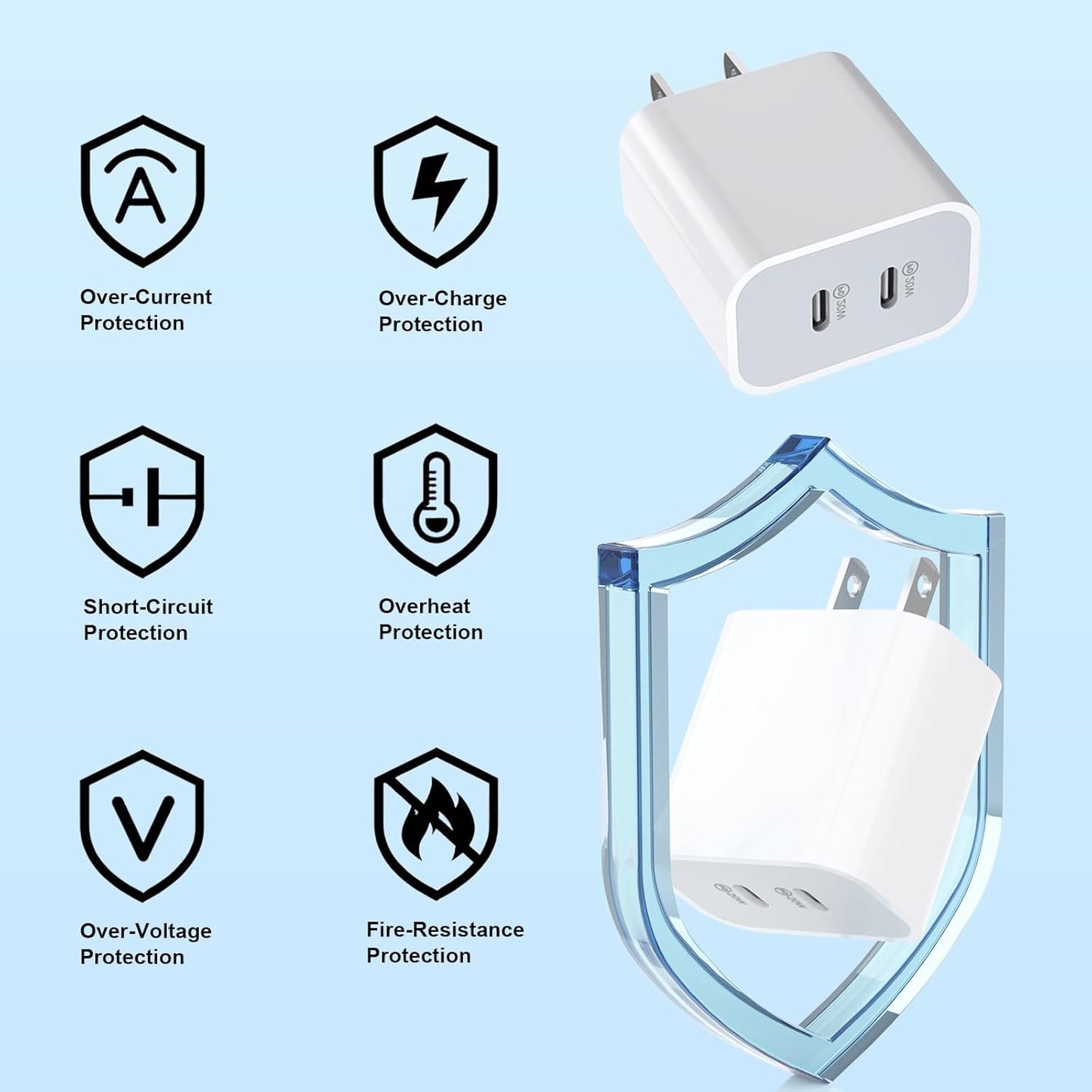 iPhone Charger Fast Charging 10 ft,[Apple MFi Certified]2Packs PD USB C Wall Charger Block 2in1 Adapter Apple Fast Charger 10FT USB C Lightning Cable for iPhone 14 Pro Max/14 Pro/14/13/12/11 Pro Max/X