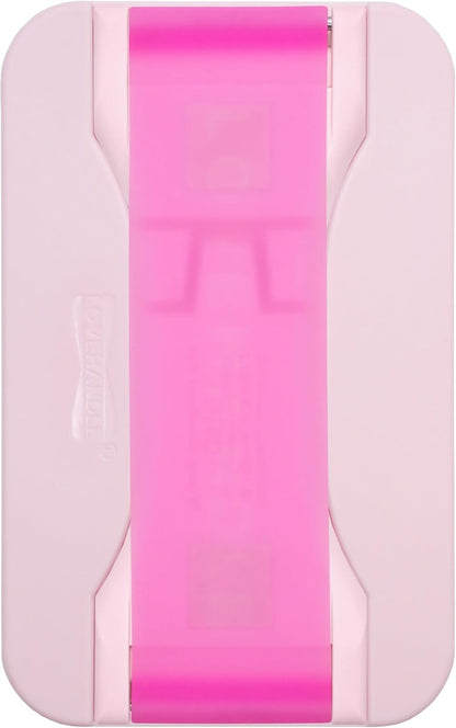 LoveHandle PRO MagSafe Compatible Magnetic Phone Grip w/Kickstand - Mount, Strap and Stand for Smartphone and Tablet - MagSafe Ring Included - Fits All Devices - Bubblegum Pink Glow