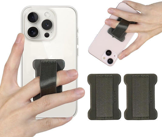 Universal Phone Grip for Smartphones - Phone Holder for Hand for Back of Phone - Wireless Charging Compatible (Gray) - 2Pack