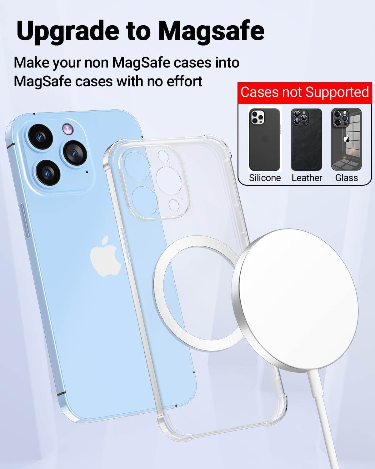for Magsafe Sticker Magnet - 10 PCS, Ultra-Thin(0.4mm), Compatible with iPhone 15 Pro Max,15 Pro,15/14/13/12 Series,mag Safe Charger, for Apple Wallet Magsafe - Silver