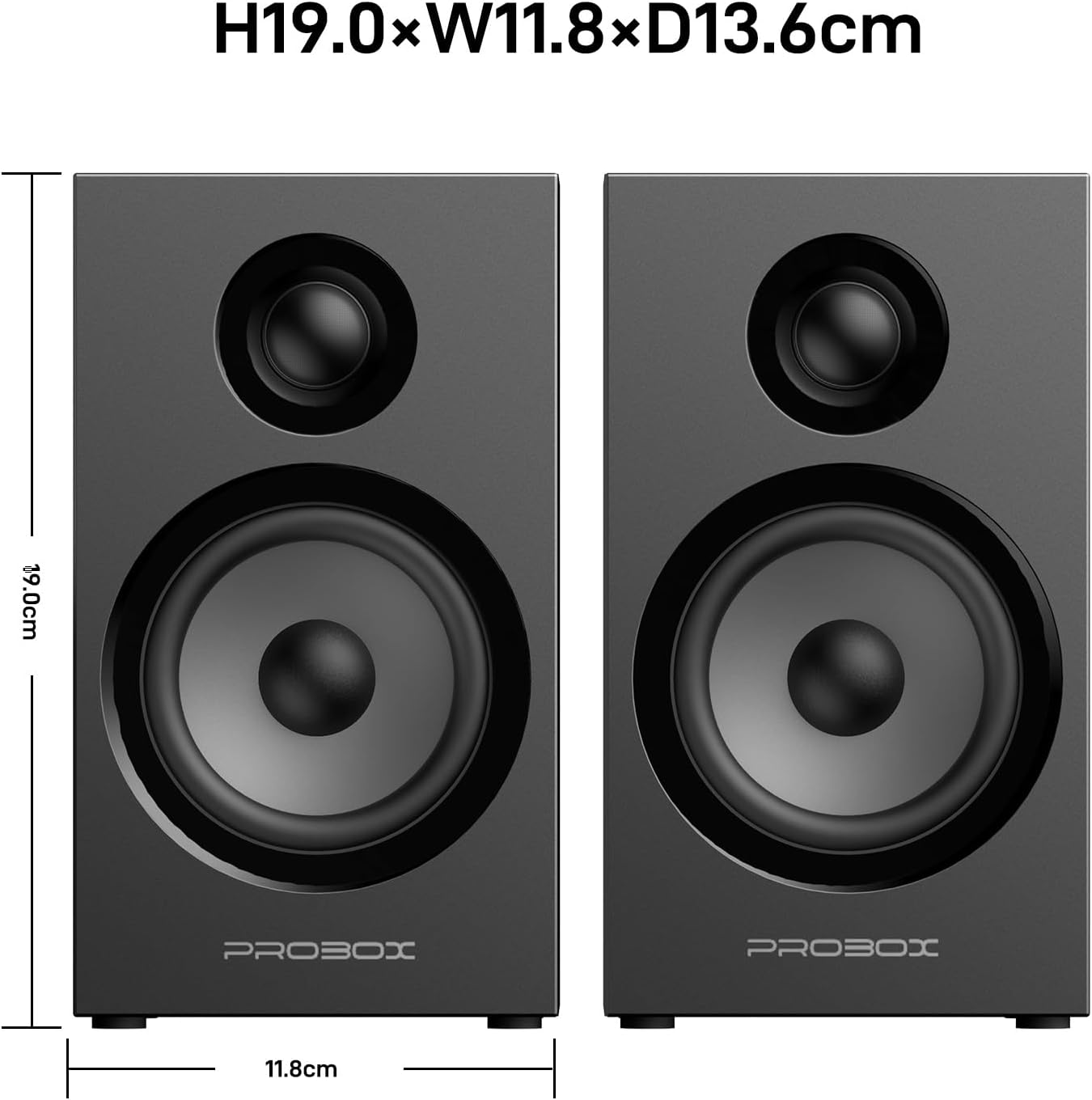 BT16 Active Bookshelf Speakers 3.5" Woofer with 1" Tweeter, 60W RMS-Bluetooth 5.3, Built-in 24bit DAC Dynamic 3D 2.0 Surround Sound, Computer Gaming PC Speakers - Black