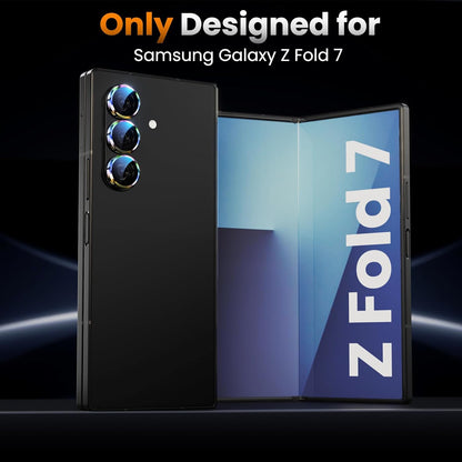 YWXTW for Samsung Galaxy Z Fold 7 Camera Lens Protector, [12X Stronger Adhesion] Individual Anti Scratch Metal Ring Tempered Glass Camera Screen Protector for Z Fold 7 Accessories 2025 (Multi-Coloured)