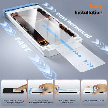 Screen Protector for iPhone 16 Pro Max Military Grade Tempered Glass Auto-Alignment OneTouch Kit Cell Phone Accessories Bubble Free Case Friendly Auto Dust-Removal Easy Install [1 Pack]