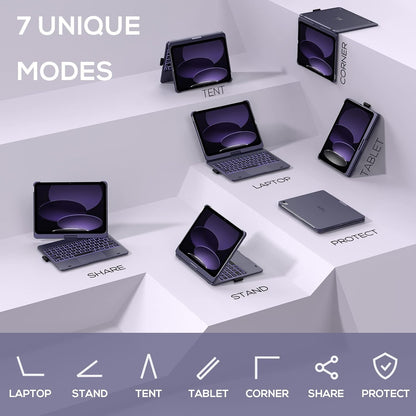 typecase Touch iPad 10th Generation Case with Keyboard (10.9", 2022) and iPad A16 (11th Gen, 2025) – 360° Rotatable, 11-Color Backlit, Multi-Touch Trackpad, Thin & Light (Midnight Amethyst)