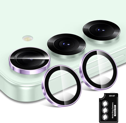 for Samsung Galaxy S25 Camera Lens Protector, Individual Metal Ring Tempered Glass Lens Cover, [Strong Adsorption] Scratch Resistant Ultra-Thin HD Clear Lens Cover, 1 Set-Purple Ring