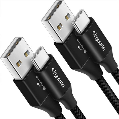etguuds 6.6ft USB A to USB C Cable 3A Fast Charging, 2-Pack USB A to USB Type C Charger Cord for iPhone 16 15 Pro/Pro Max/Plus, for Samsung Galaxy S24 S23 S22 S21 S20 S10 A55 Flip Note, Moto, Black