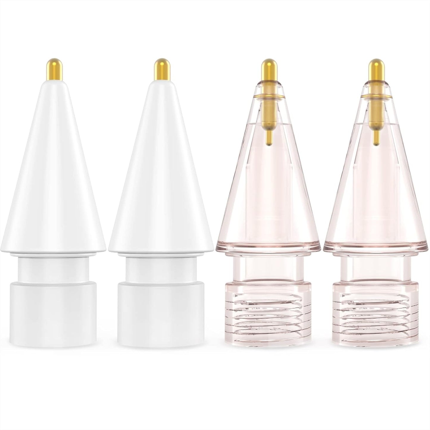 NIUTRENDZ 4 Pack Replacement Tips for Apple Pencil 2nd Generation and 1st Generation Fine Point Metal Tip, Wear-Resistant & Precise Control (1.95mm, White + Pink)