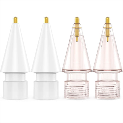 NIUTRENDZ 4 Pack Replacement Tips for Apple Pencil 2nd Generation and 1st Generation Fine Point Metal Tip, Wear-Resistant & Precise Control (1.95mm, White + Pink)