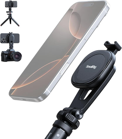 SMALLRIG AC-10 Magnetic Attachable Phone Clamp, Phone Mount with Cold Shoe Mount and 1/4"-20 Threaded Hole, for iPhone 17/16 / 15/14 / 13/12 Series, 90° Tilt for Recording, Live Streaming-5283