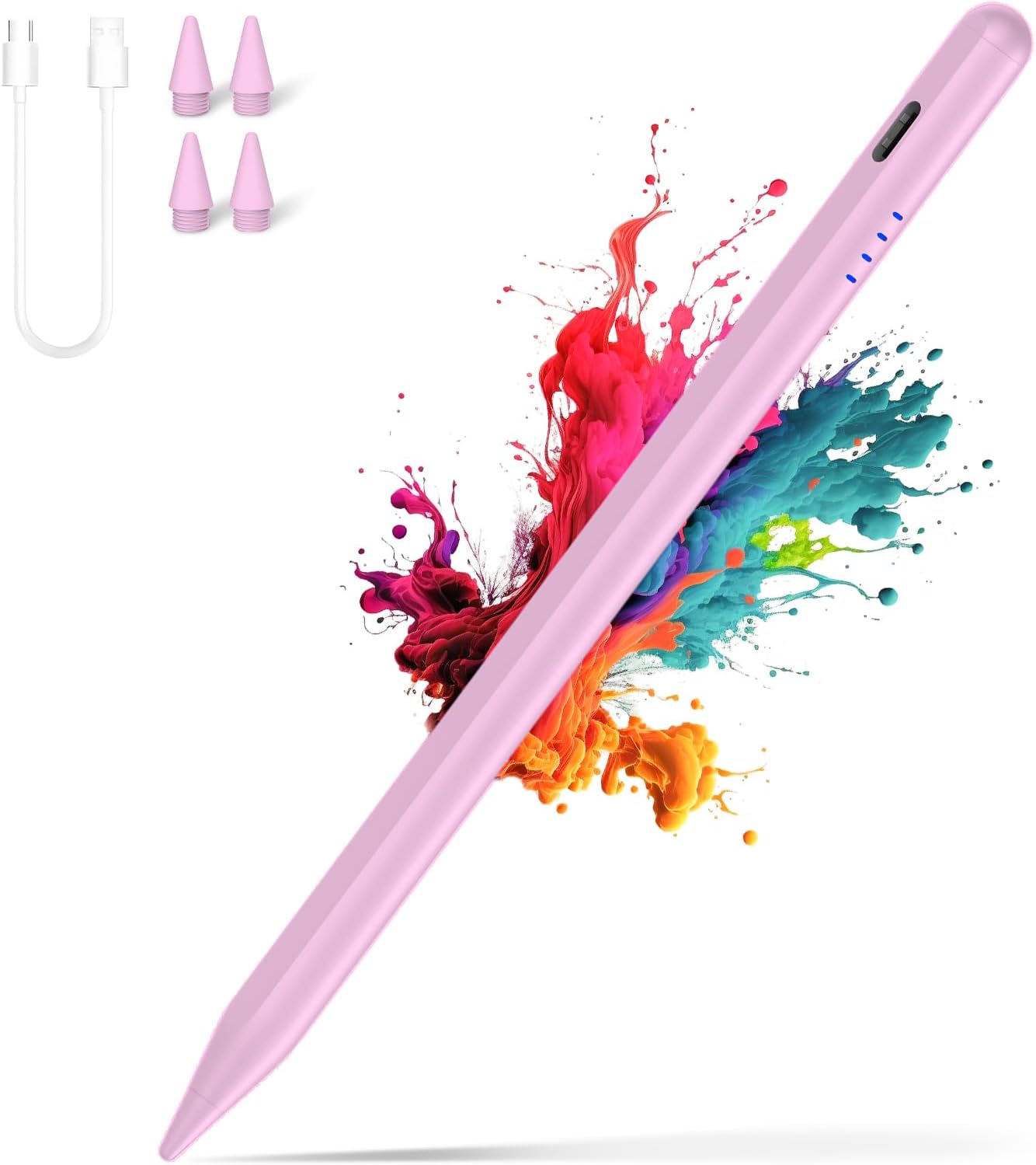 Stylus Pen for iPad (2018-2025),20 Mins Fast Charge for Pad Pencil with Tilt Sensitivity & Palm Rejection,Compatible with iPad 6/7/8/9/10/A16, Air3/4/5/M2/M3, Mini5/6, Pro 11"/12.9"/M4,Pink