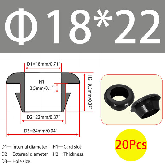 Qrity 20 PCS Rubber Grommets Cable Railing, Car Grommet, Cable Railing Protective Sleeves for Metal Posts, ID 18mm Mount Dia 22mm
