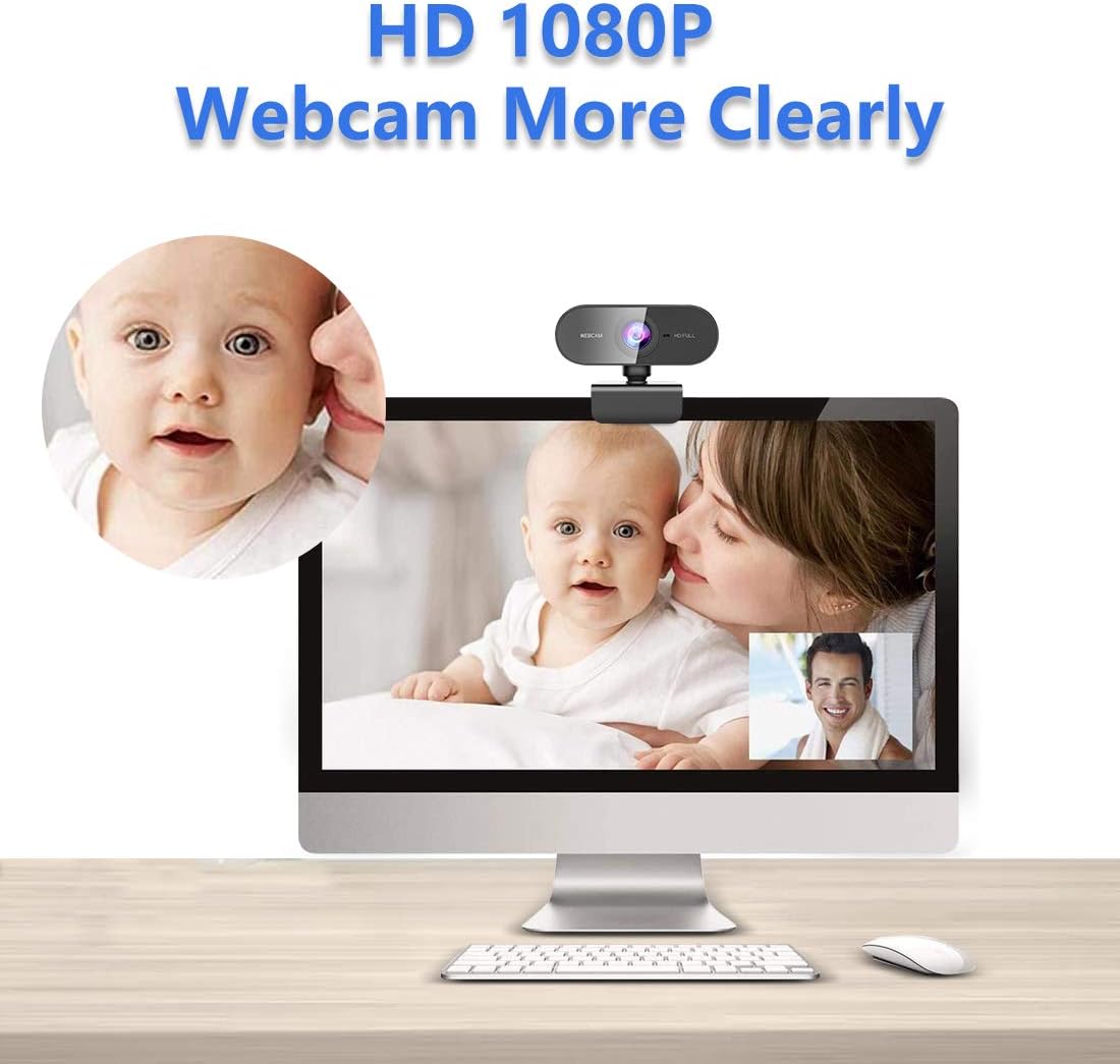 Webcam with Microphone&1080P HD Web Cam,Stand for PC/MAC/Laptop/Desktop, Wide Angle Web Cameras for YouTube,Skype,Zoom,Xbox One,Video Calling,Studying and PS4