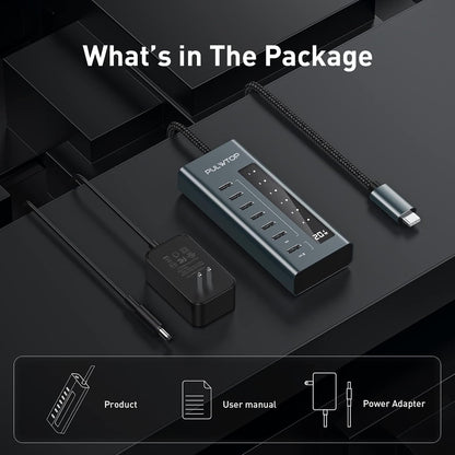USB C Hub for Laptop, 7 in 1 10Gbps USB Adapter Support Data & Charging(Not Support Video), USB Hub 10Gbps Ports for iMac, MacBook Pro/Air, iPad, XPS, USB Hub Multiport Adapter