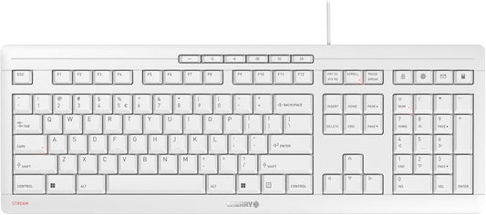 Cherry Stream Keyboard - Wired USB Keyboard - SX Scissors Mechanism - GS Approval - QWERTY – White