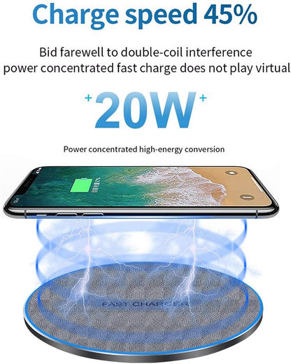 Fast Wireless Charger,20W Max Wireless Charging Pad Compatible with iPhone 16/15/14/13/12/SE/11/11 Pro/XS Max/XR,AirPods;FDGAO Wireless Charge Mat for Samsung Galaxy S25/S24/S23/Note,Pixel/LG