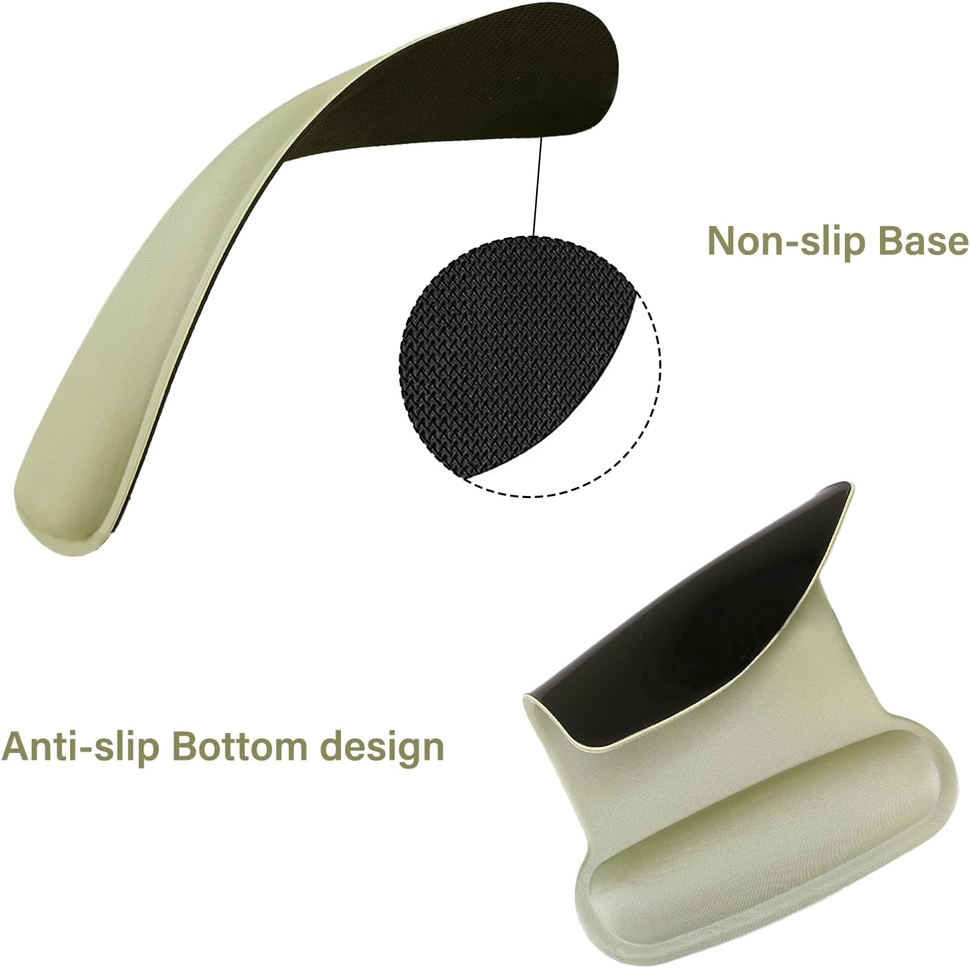 MOSISO Wrist Rest Support for Mouse Pad & Keyboard Set, Ergonomic Mousepad Non-Slip Base Home/Office Pain Relief & Easy Typing Cushion with Neoprene Cloth & Raised Memory Foam, Olive Green