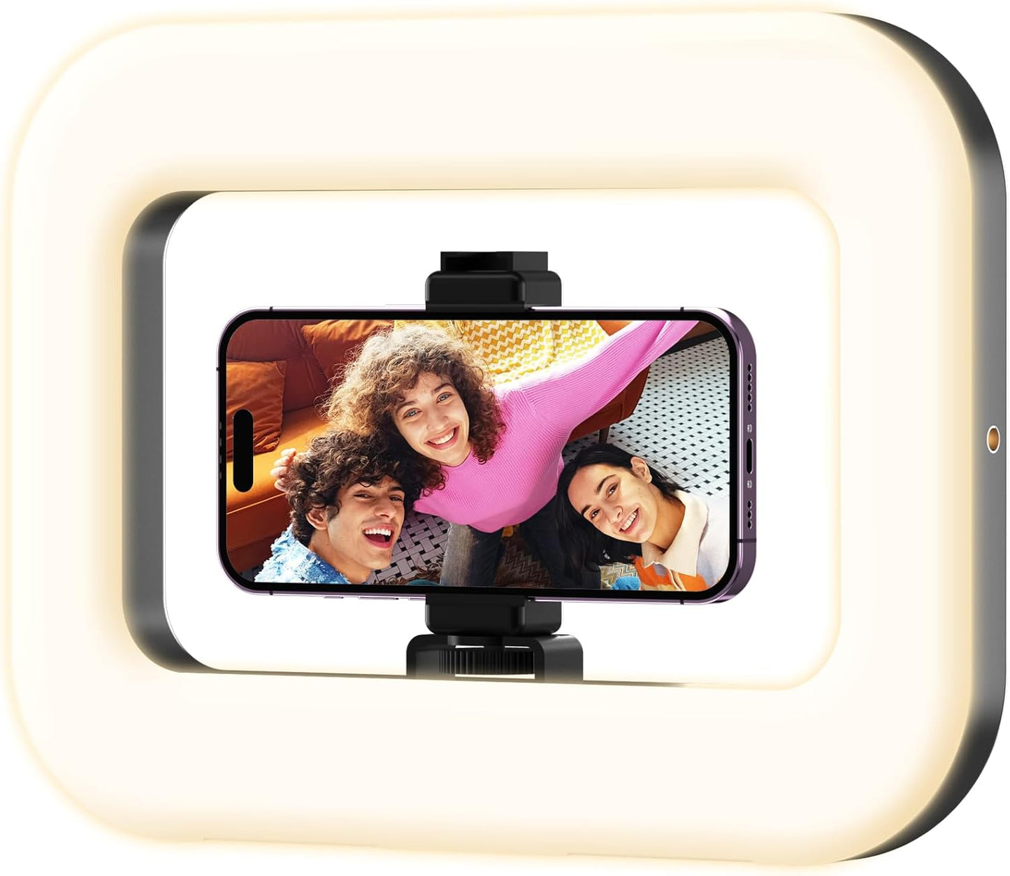 Rechargeable Ring Light Without Stand, Cordless Square Ring Light for 360 Photo Booth Accessories, Phone Video Stabilizer for iPhone with 4000mAh Built-in Battery for Video Recording Streaming