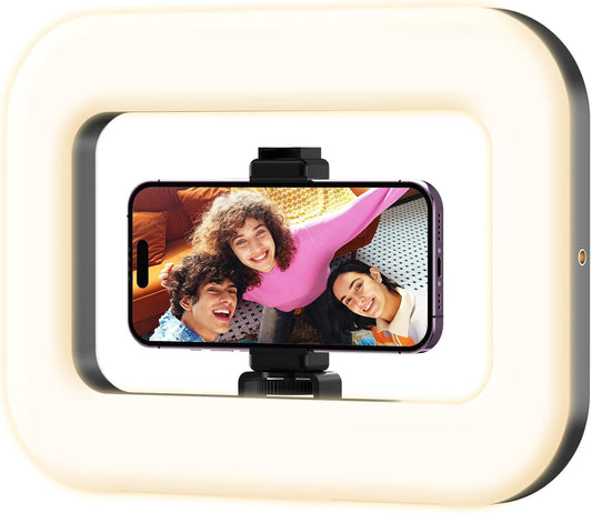 Rechargeable Ring Light Without Stand, Cordless Square Ring Light for 360 Photo Booth Accessories, Phone Video Stabilizer for iPhone with 4000mAh Built-in Battery for Video Recording Streaming