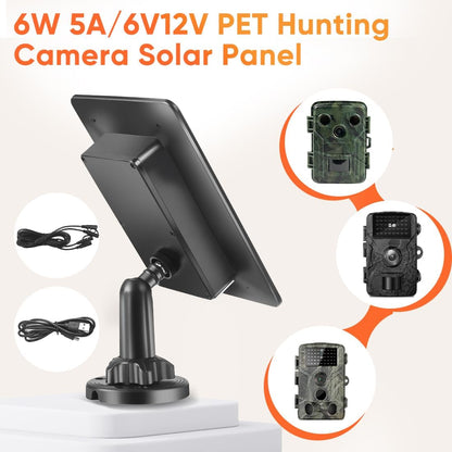 Solar Panel for Trail Camera,6W Solar Kit Build-in 5000mAh Rechargeable Battery, Hunting Accessories for IP66 Waterproof, 5W Solar Power for Trail Camera