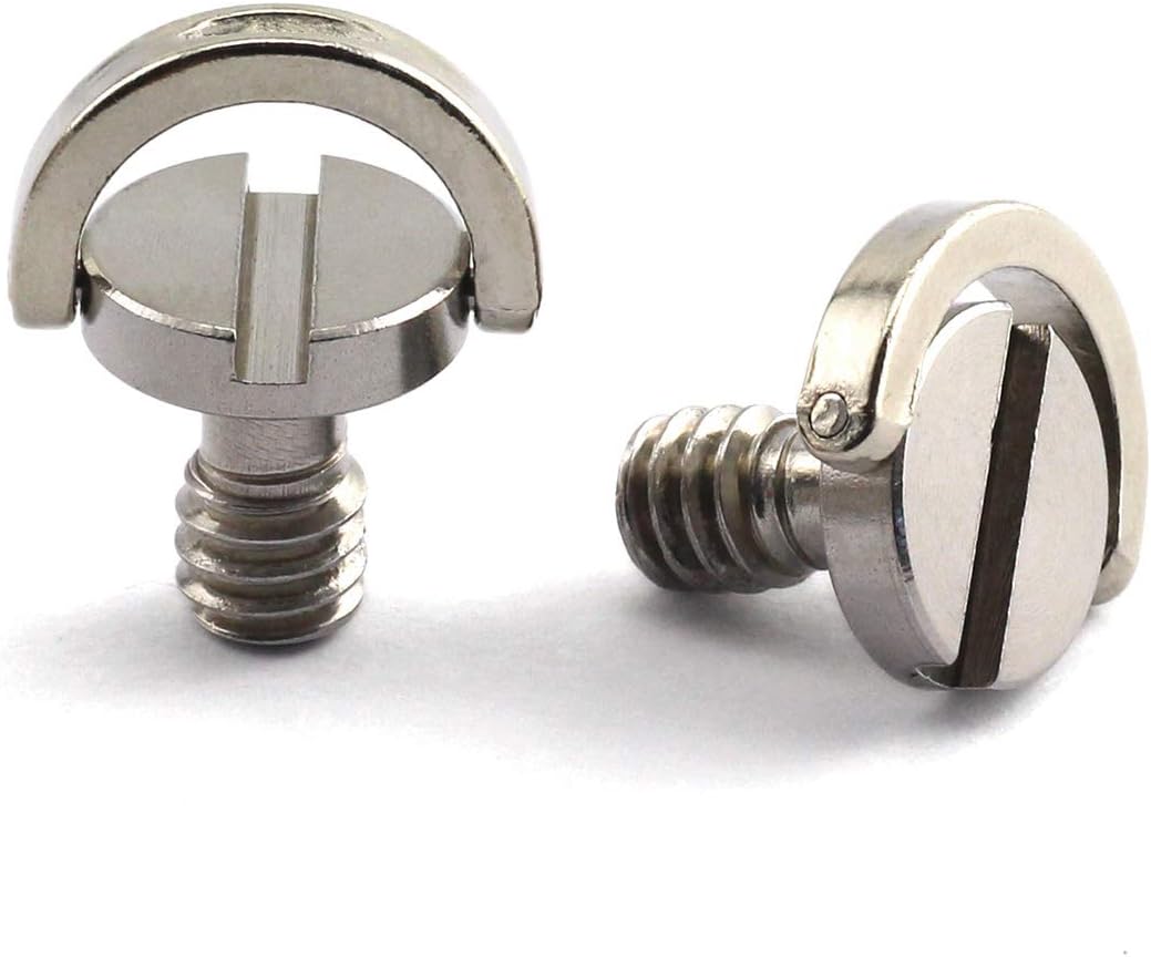 HJ Garden 2pcs 1/4-20 Thread D-Ring Stainless Steel Camera Fixing Screws for Camera Tripod Monopod QR Plate,D Shaft Quick Release Plate Mounting Screw 10mm Length