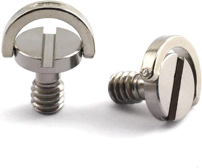 HJ Garden 2pcs 1/4-20 Thread D-Ring Stainless Steel Camera Fixing Screws for Camera Tripod Monopod QR Plate,D Shaft Quick Release Plate Mounting Screw 10mm Length