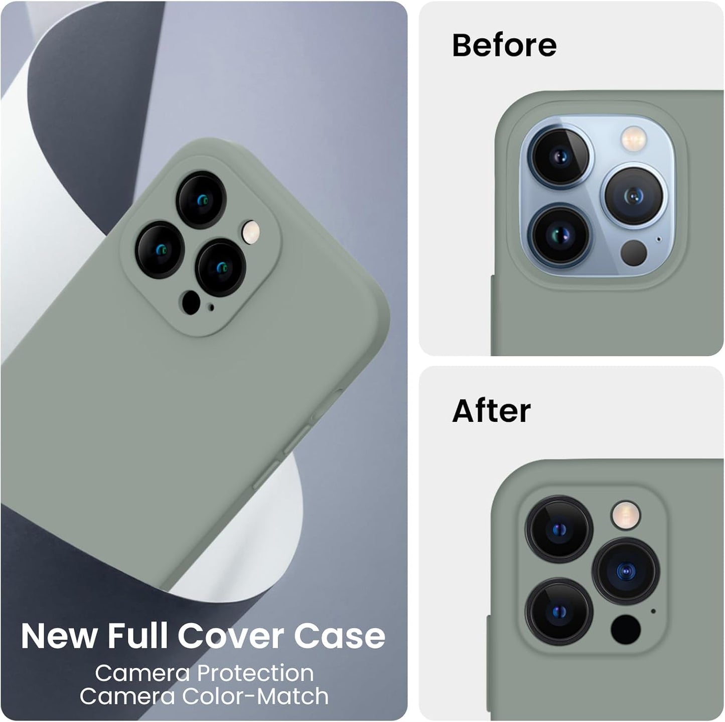 FireNova Designed for iPhone 13 Pro Max Case, Silicone [Camera Protection] Phone Case with [2 Screen Protectors], Soft Anti-Scratch Microfiber Lining Inside, 6.7 inch, Calke Green