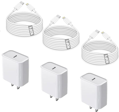 [Apple MFi Certified]Fast iPhone 14 Charger 3Pack,10FT USB C to Lightning Charging Cord with 20W USB Type C Charger Adapter for iPhone 14/14 Pro Max/13 Pro/13/12 Mini/12 Pro Max/11 Pro Max/Xs and iPad