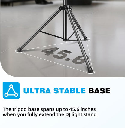 DJ Stand, T-Bar Tripod Stage Lights Stand Portable and Adjustable 49-114 Inch Heavy Duty for Stage, Bar, Par Light