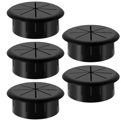 HYCC 2 Inch Desk Grommet Black, Desk Hole Cover for Cables, Flexible Cable Grommet - 5 Pack