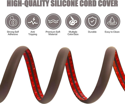 Floor Cord Cover Cable Cavity Self Adhesive Cord Hider Floor Floor Cable Management Power Cord Protector Floor Electric Cord Covers for Offices, Gym, Exhibitions (CoffeeBrown, 2.36" x 3.3')