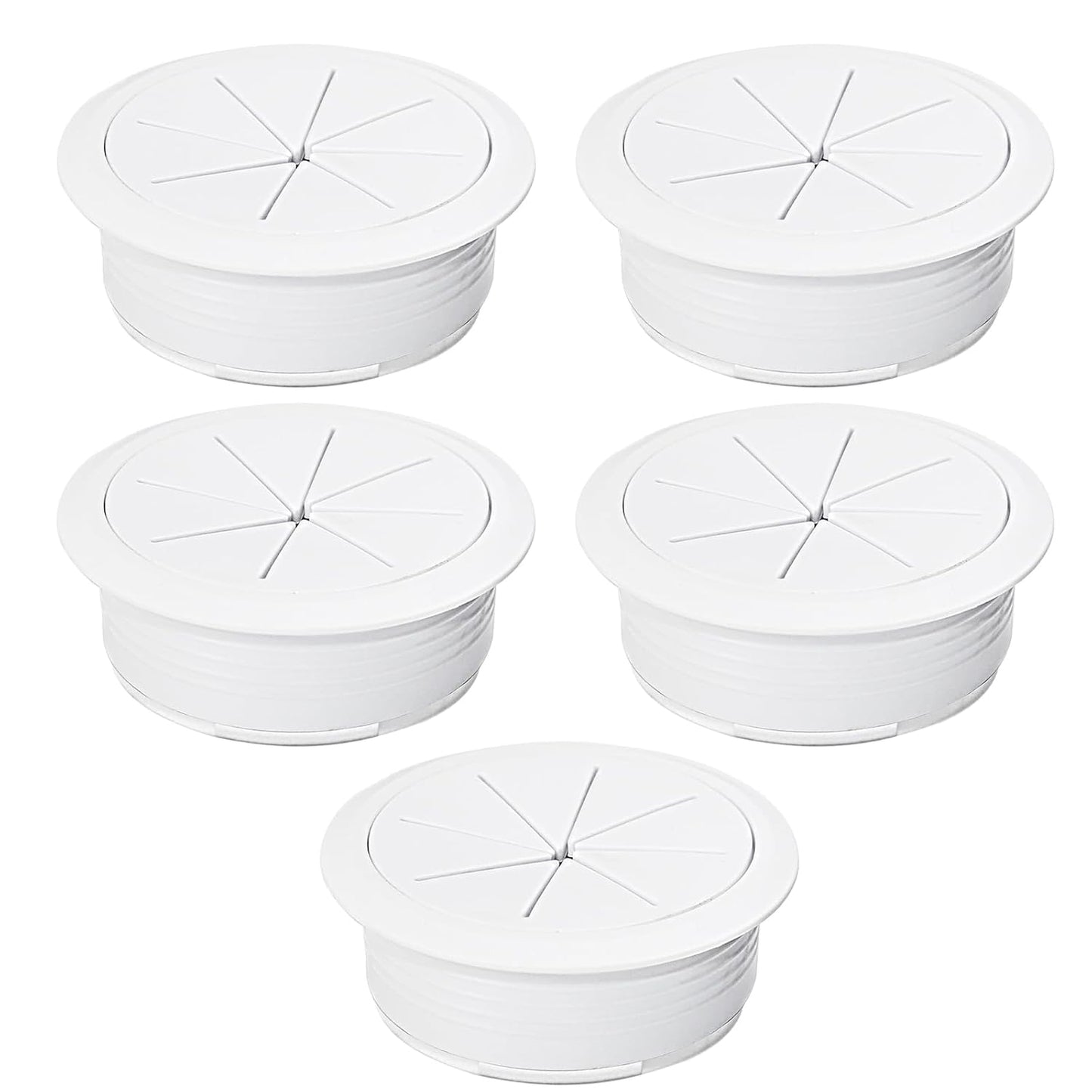 5 Pcs Desk Grommet 2-1/16" / 53 mm, Desk Hole Cover for Cables White, Cable Grommet ABS Plastic, Desk Hole Grommet for Home & Office Pc, Detachable Cable Cord Organizer